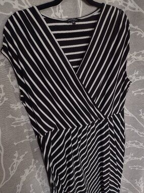 George Striped Faux Wrap Midi Dress